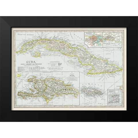 Cuba Haiti Jamaica Trinidad - Century 1897 Black Modern Wood Framed Art Print by Century