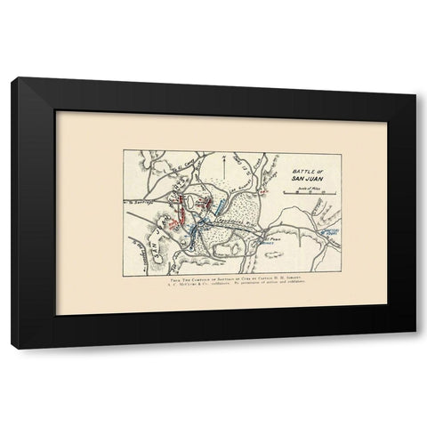 San Juan Battle Map 1 of 2 1907 Black Modern Wood Framed Art Print with Double Matting by McClurg
