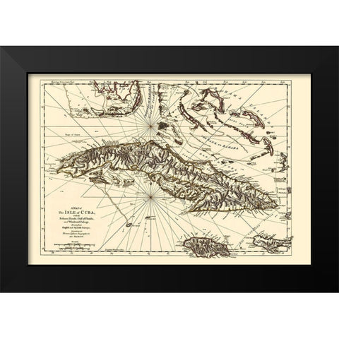 Gulf of Florida United States Bahama Islands Cuba Black Modern Wood Framed Art Print by Jeffreys