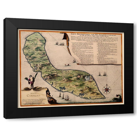 Caribbean Curacao - 1690 Black Modern Wood Framed Art Print with Double Matting by Unknown