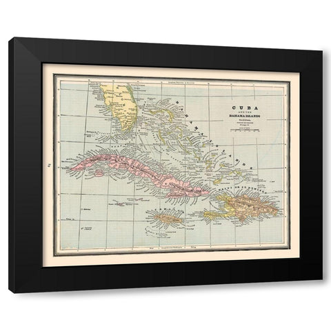 Central America Cuba Bahama Islands - Cram 1888 Black Modern Wood Framed Art Print by Cram