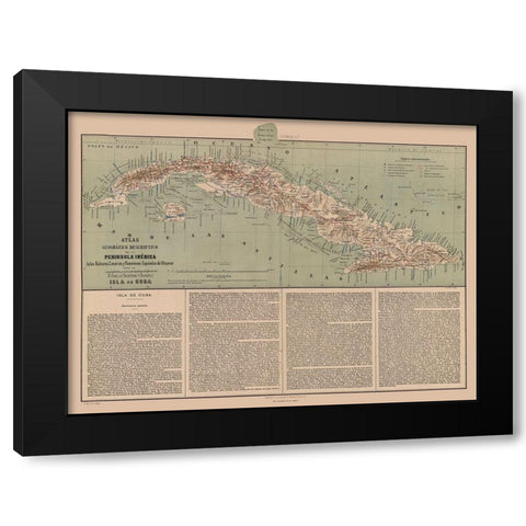 Central America Cuba Spanish Oversees Possession Black Modern Wood Framed Art Print with Double Matting by Valverde