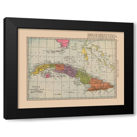 Central America Cuba - Hammond 1910 Black Modern Wood Framed Art Print by Hammond