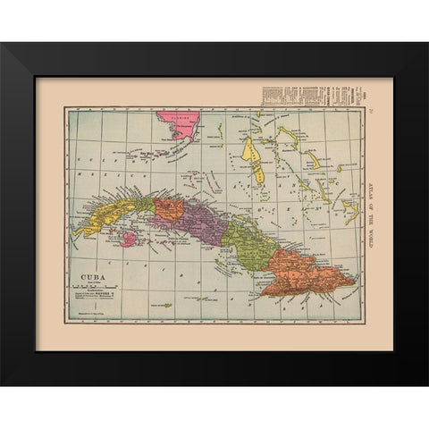 Central America Cuba - Hammond 1910 Black Modern Wood Framed Art Print by Hammond