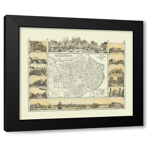 Central America Havana Cuba - May 1853 Black Modern Wood Framed Art Print by May