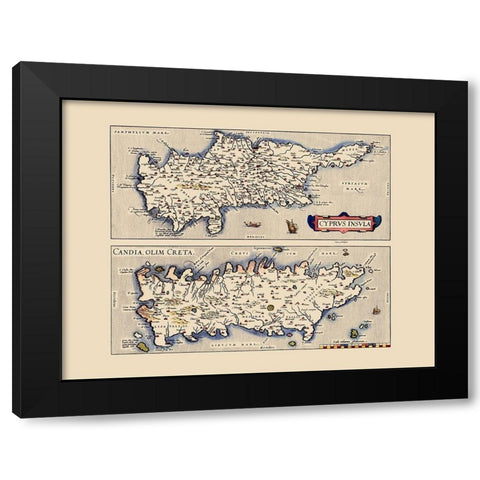 Mediterranean Cyprus Crete - Ortelius 1573 Black Modern Wood Framed Art Print by Ortelius