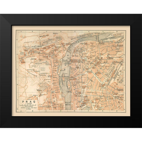 Prague Czech Republic Europe - Baedeker 1910 Black Modern Wood Framed Art Print by Baedeker