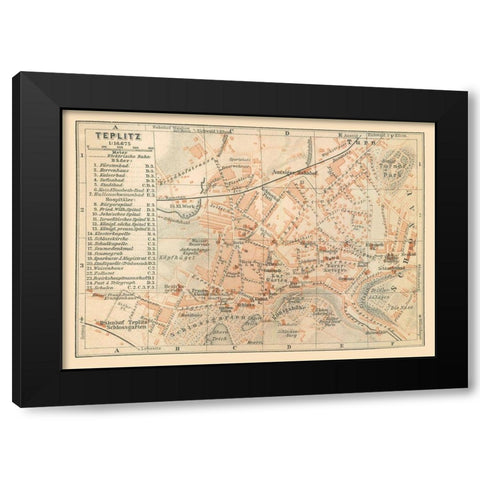 Teplice Czech Republic Europe - Baedeker 1910 Black Modern Wood Framed Art Print with Double Matting by Baedeker