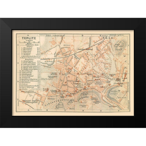 Teplice Czech Republic Europe - Baedeker 1910 Black Modern Wood Framed Art Print by Baedeker