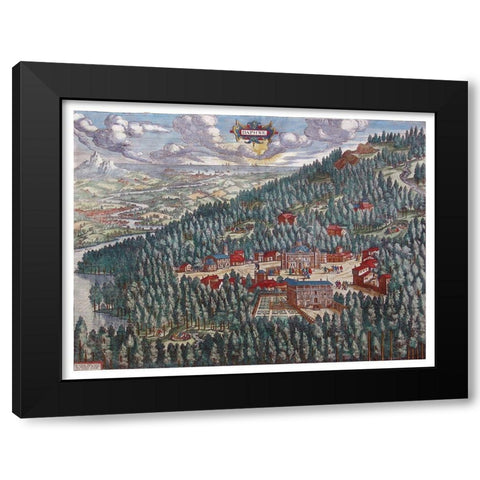 Daphne - Ortelius 1570 Black Modern Wood Framed Art Print with Double Matting by Ortelius