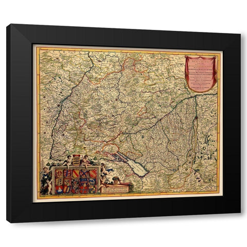 Grand Duchy of Baden Germany - De Wit 1688 Black Modern Wood Framed Art Print with Double Matting by De Wit