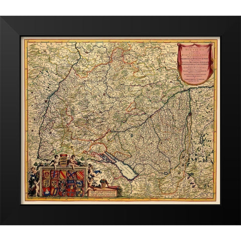 Grand Duchy of Baden Germany - De Wit 1688 Black Modern Wood Framed Art Print by De Wit