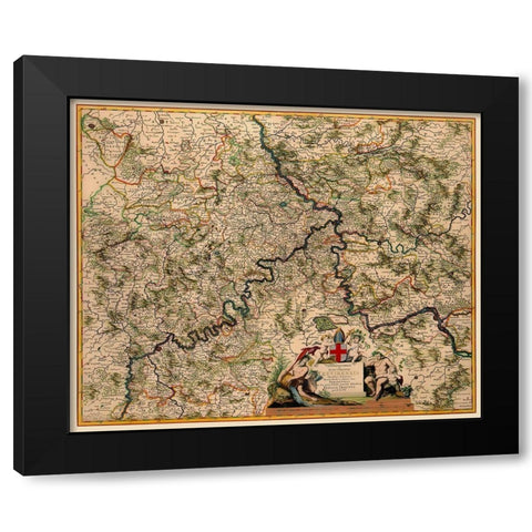 Trier Germany - De Wit 1688 Black Modern Wood Framed Art Print with Double Matting by De Wit