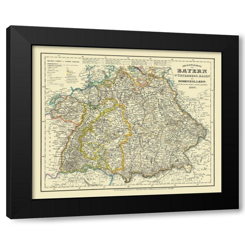 Bavaria Province Germany - 1841 Black Modern Wood Framed Art Print by Unknown