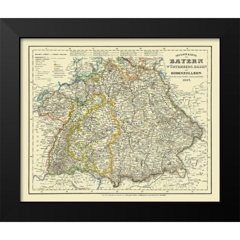 Bavaria Province Germany - 1841 Black Modern Wood Framed Art Print by Unknown