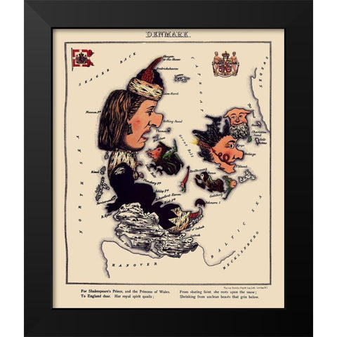 Scandinavia Denmark - Hodder 1869 Black Modern Wood Framed Art Print by Hodder