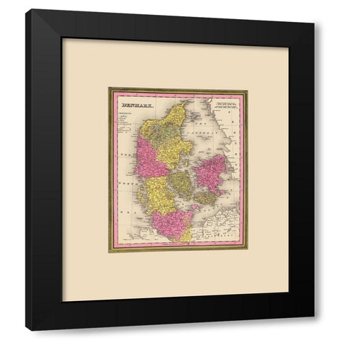 Scandinavia Denmark - Mitchell 1846 Black Modern Wood Framed Art Print by Mitchell