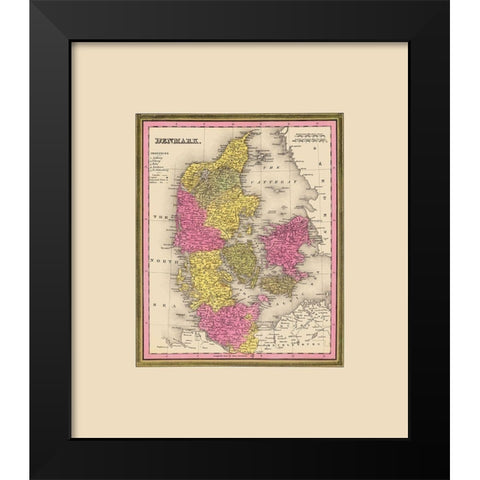 Scandinavia Denmark - Mitchell 1846 Black Modern Wood Framed Art Print by Mitchell