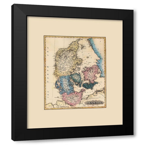 Scandinavia Denmark - Lucas 1823 Black Modern Wood Framed Art Print with Double Matting by Lucas