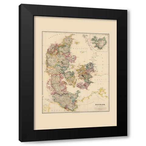 Scandinavia Denmark - Arrowsmith 1844 Black Modern Wood Framed Art Print with Double Matting by Arrowsmith