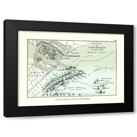 Battle of Copenhagen 1801 Denmark - Gardiner 1902 Black Modern Wood Framed Art Print with Double Matting by Gardiner