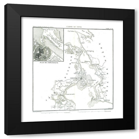 Copenhagen Denmark - Thiers 1866 Black Modern Wood Framed Art Print by Thiers