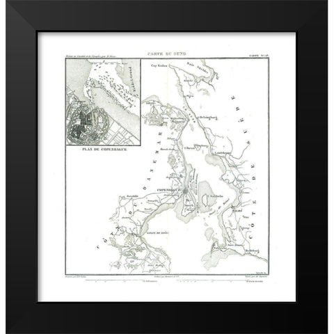 Copenhagen Denmark - Thiers 1866 Black Modern Wood Framed Art Print by Thiers