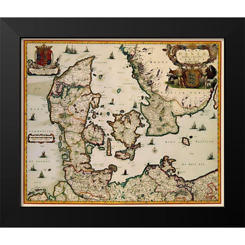 Scandinavia Denmark - Blaeu 1662 Black Modern Wood Framed Art Print by Blaeu