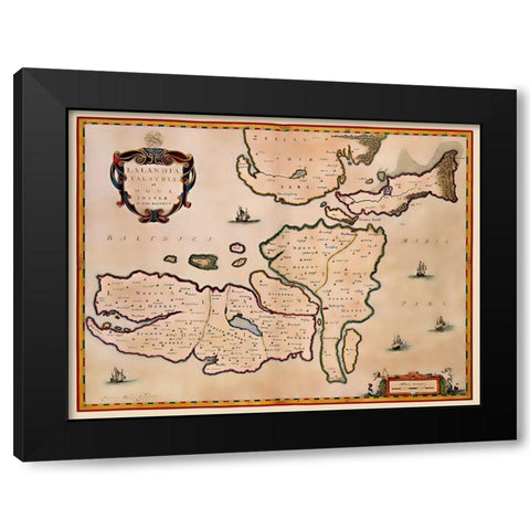 Scandinavia Denmark - Blaeu 1662 Black Modern Wood Framed Art Print with Double Matting by Blaeu