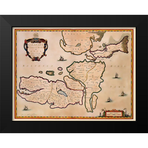 Scandinavia Denmark - Blaeu 1662 Black Modern Wood Framed Art Print by Blaeu