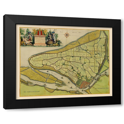 Dordrecht Netherlands - Van Nispen 1673 Black Modern Wood Framed Art Print with Double Matting by Van Nispen