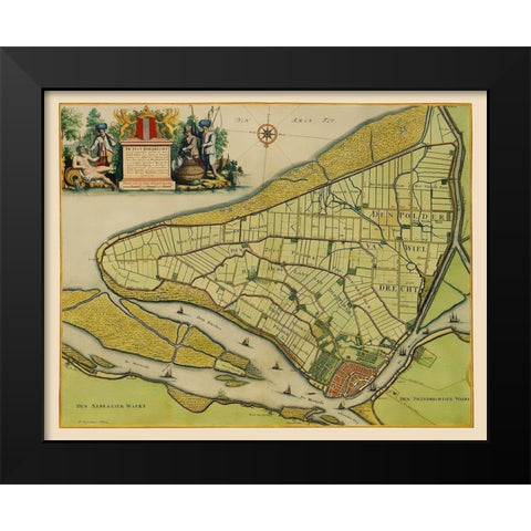 Dordrecht Netherlands - Van Nispen 1673 Black Modern Wood Framed Art Print by Van Nispen