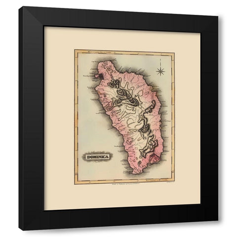 Caribbean Dominica - Lucas 1823 Black Modern Wood Framed Art Print with Double Matting by Lucas