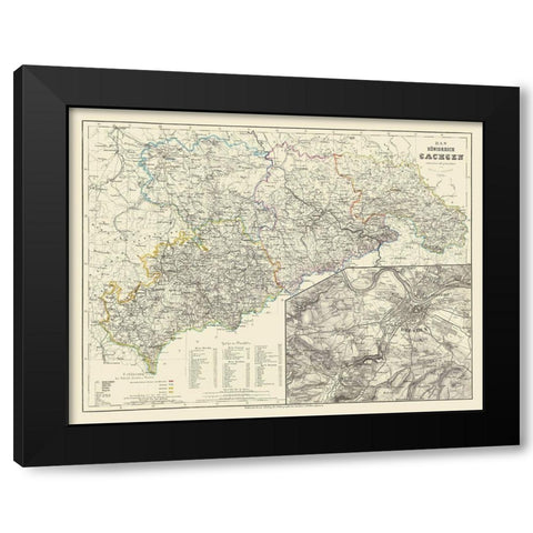 Saxony Region Dresden Germany - Radefeld 1860 Black Modern Wood Framed Art Print by Radefeld