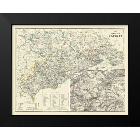 Saxony Region Dresden Germany - Radefeld 1860 Black Modern Wood Framed Art Print by Radefeld