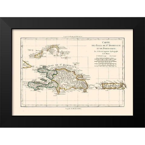 Dominican Republic Puerto Rico - Santini 1794  Black Modern Wood Framed Art Print by Santini