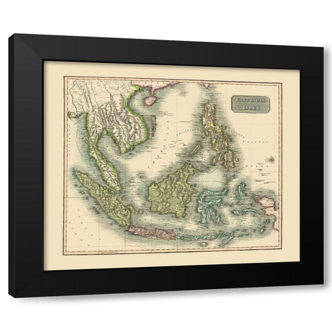 East India Isles Philippines Asia - Thomson 1814 Black Modern Wood Framed Art Print by Thomson