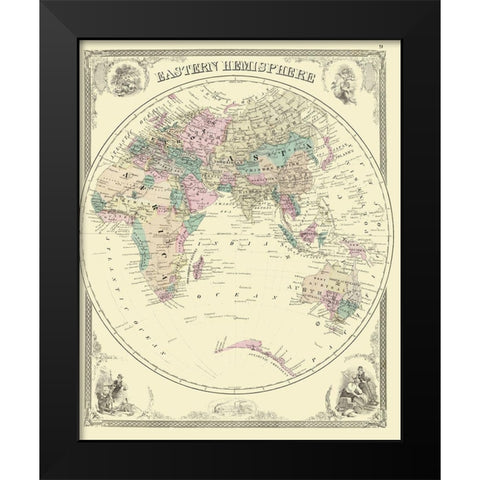 Eastern Hemisphere - Baskin 1876 Black Modern Wood Framed Art Print by Baskin