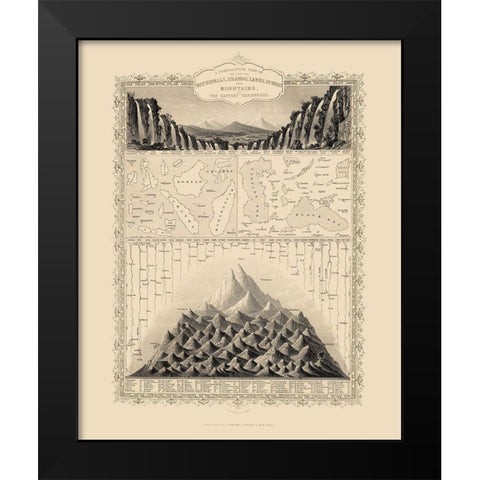 Eastern Hemisphere Waterfalls Lakes Rivers Black Modern Wood Framed Art Print by Tallis