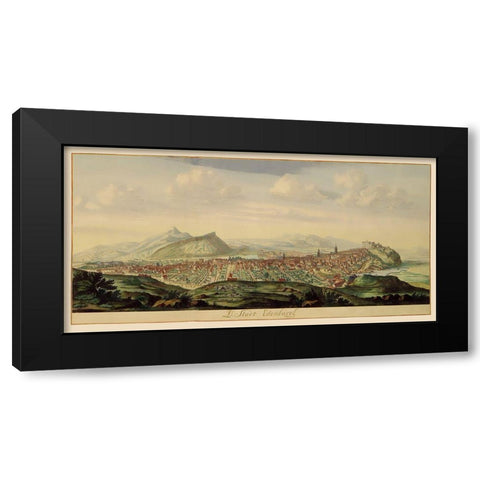 Edinburgh Scotland Panoramic Great Britain - 1690 Black Modern Wood Framed Art Print with Double Matting by Unknown