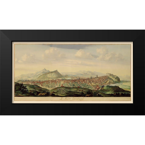 Edinburgh Scotland Panoramic Great Britain - 1690 Black Modern Wood Framed Art Print by Unknown