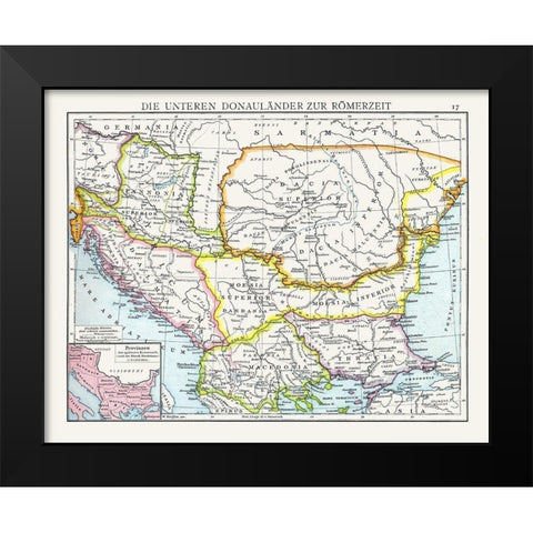 Lower Danubian Countries Roman Empire Europe Black Modern Wood Framed Art Print by Droysen
