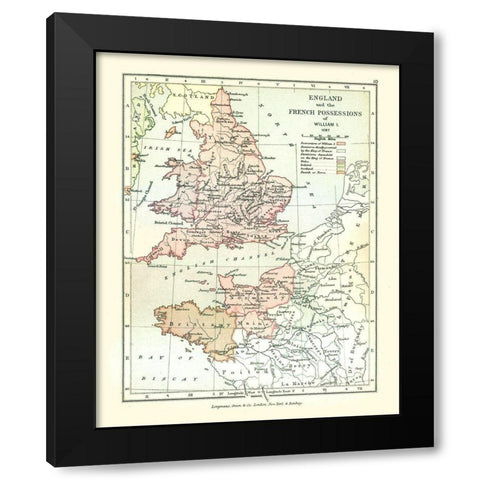 Europe England France 1087 - Gardiner 1902 Black Modern Wood Framed Art Print with Double Matting by Gardiner