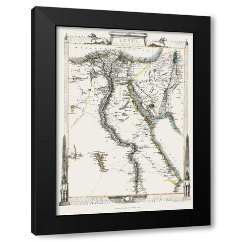 Middle East Egypt Arabia Petraea - Tallis 1851 Black Modern Wood Framed Art Print by Tallis
