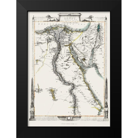 Middle East Egypt Arabia Petraea - Tallis 1851 Black Modern Wood Framed Art Print by Tallis