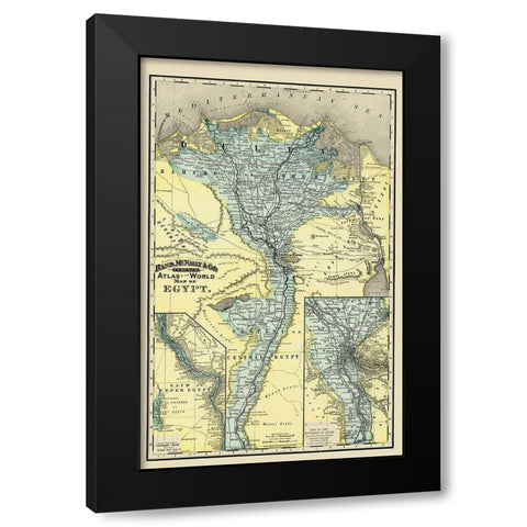Middle East Egypt - Rand McNally 1892 Black Modern Wood Framed Art Print with Double Matting by Rand McNally