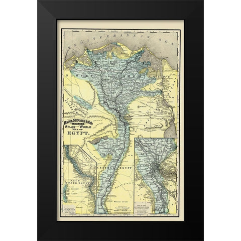 Middle East Egypt - Rand McNally 1892 Black Modern Wood Framed Art Print by Rand McNally