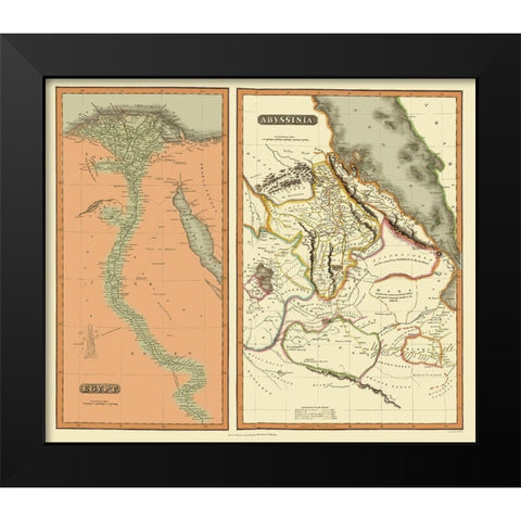Middle East Egypt Abyssinia - Thomson 1817 Black Modern Wood Framed Art Print by Thomson