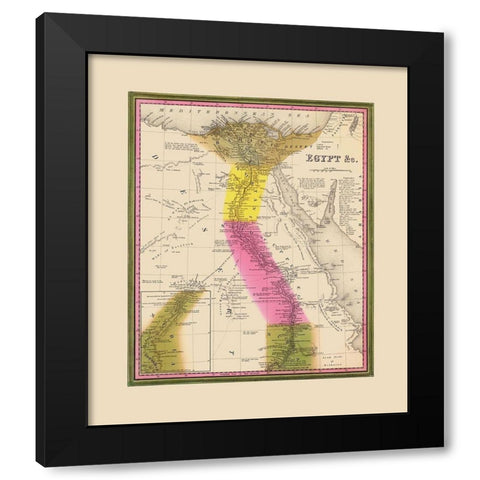Middle East Egypt - Mitchell 1846 Black Modern Wood Framed Art Print by Mitchell