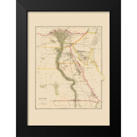 Middle East Egypt - Arrowsmith 1844 Black Modern Wood Framed Art Print by Arrowsmith